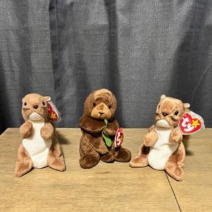 Extremely Rare Ty Beanie Babies Seaweed and Nuts (x2).